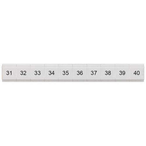 Labeling plate, flat, with 31-40 vertical, Terminal width: 5.2 mm, H: 6.4 mm, white