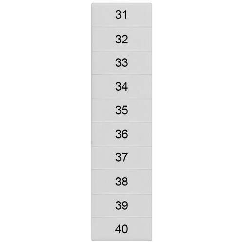 Labeling plate, front, with 31-40, horizontal, terminal width: 4.2 mm
