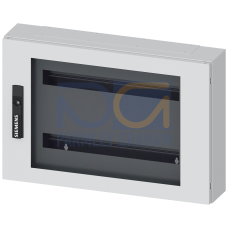 ALPHA 125 UNIVERSAL, wall-mounted cabinet, Surface mounting, with distribution board panel, IP43, Protection class 1, H: 400 mm, W: 600 mm, T: 140 mm, RAL 7035, with door with inspection window