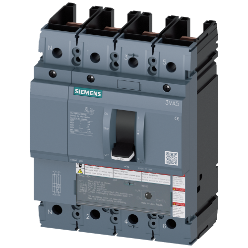 circuit breaker 3VA5 UL Frame 250 breaking capacity class H 65 kA @ 480 V 4-pole, line protection TM210,  FTFM, In=60 A overload protection, 100%-r...