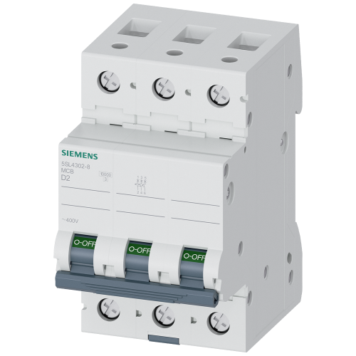 Miniature circuit breaker 400 V 10 kA, 3-pole, D, 2 A