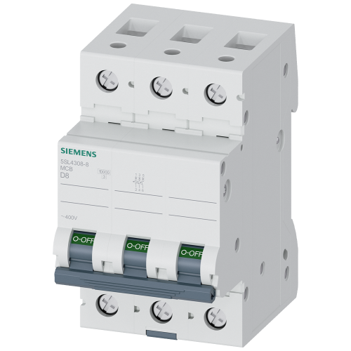 Miniature circuit breaker 400 V 10 kA, 3-pole, D, 8 A