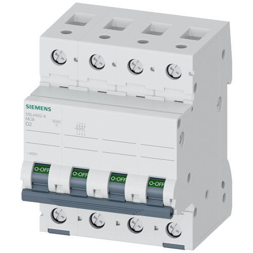 Miniature circuit breaker 400 V 10 kA, 4-pole, D, 2 A