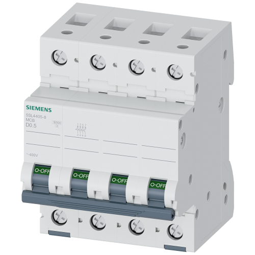 Miniature circuit breaker 400 V 10 kA, 4-pole, D, 0.5 A