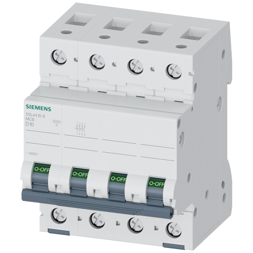 Miniature circuit breaker 400 V 10 kA, 4-pole, D, 10 A