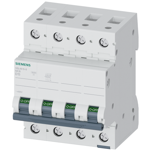 Miniature circuit breaker 400 V 10 kA, 3+N-pole, D, 13 A
