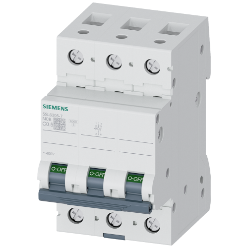 Miniature circuit breaker 400 V 6 kA, 3-pole, C, 0.5 A