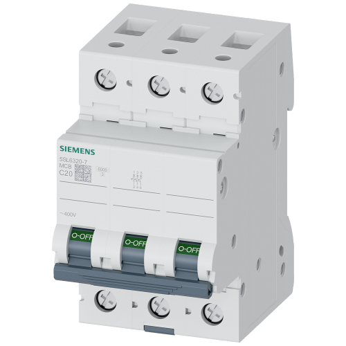 Miniature circuit breaker 400 V 6 kA, 3-pole, C, 20 A