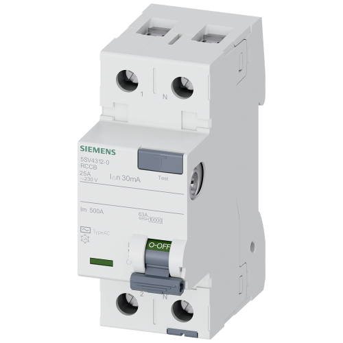 Residual current operated circuit breaker, 2-pole, Type AC, In: 25 A, 30 mA, Un AC: 230 V