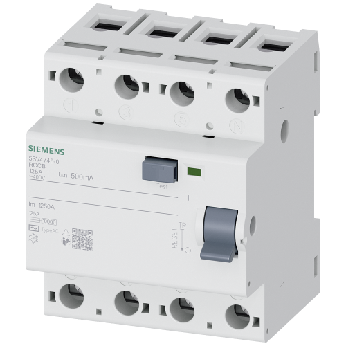RCCB, 4-pole, type AC, In: 125 A, 500 mA, Un AC: 400 V