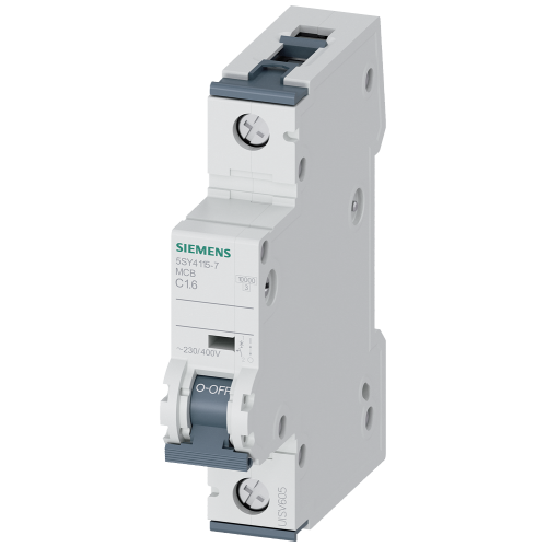 Miniature circuit breaker, 230/400 V, Icn: 10 kA, 1P, Icu: 35 kA, C-Char, In: 1.6 A