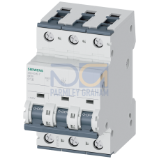 Miniature circuit breaker, 400 V, Icn: 10 kA, 3P, Icu: 35 kA, C-Char, In: 1.6 A