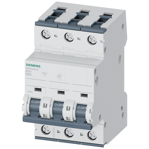 Miniature circuit breaker 400 V 10 kA, 3-pole, D, 50 A, D=70 mm