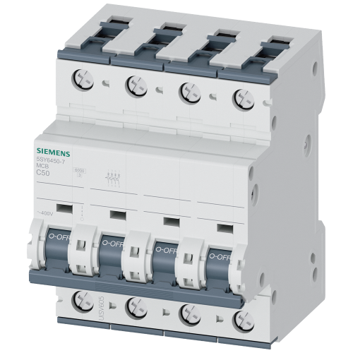 Miniature circuit breaker, 400 V, Icn: 6 kA, 4P, Icu: 10 kA, C-Char, In: 50 A