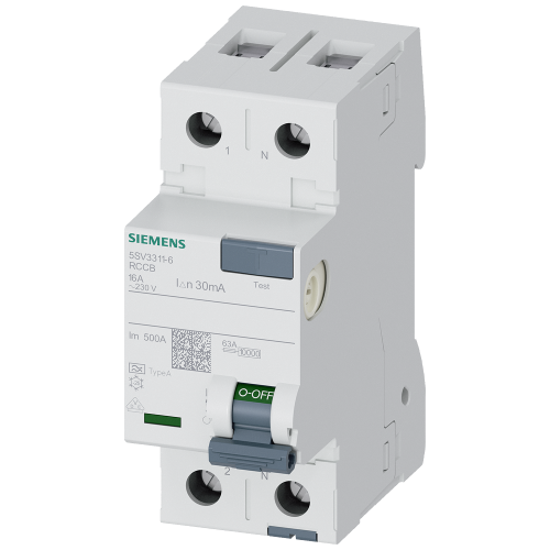 Residual current operated circuit breaker, 2-pole, type A, In: 16 A, 30 mA, Un AC: 230 V