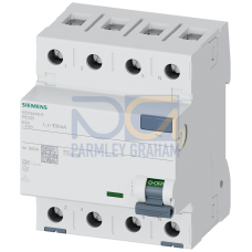 Residual current operated circuit breaker, 4-pole, type A, In: 63 A, 100 mA, Un AC: 400 V