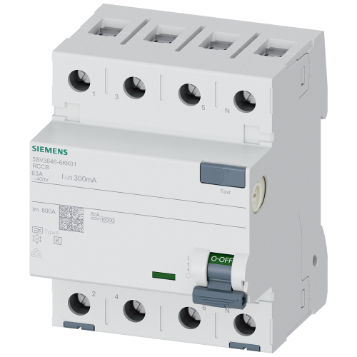 Residual current operated circuit breaker, 4-pole, type A, short-time delayed, In: 63 A, 300 mA, Un AC: 400 V