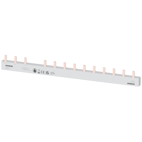 Pin busbar, 10 mm2, connection: 3-pole (RCCB N right) 1x RCCB 4-pole + 10x MCB 1-pole