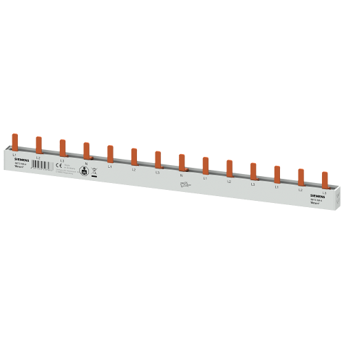 Pin busbar, 10 mm2, connection: 3P/N (RCCB N right) 1x RCCB 4-pole + 1x MCB