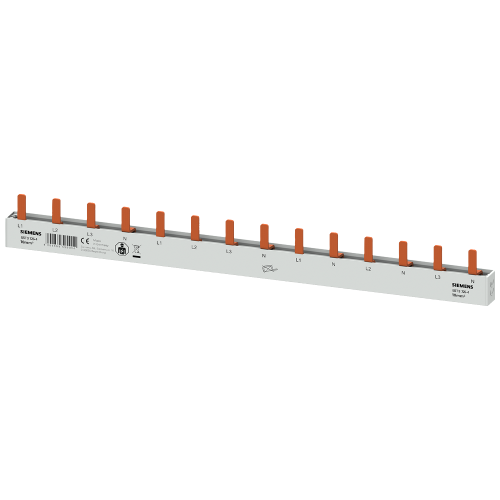 Pin busbar, 10 mm2, connection: 3P/N (RCCB N right) 1x RCCB 4-pole + 1x MCB
