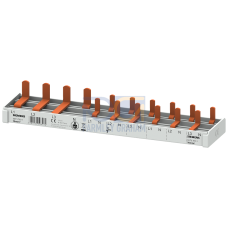 Compact pin busbar, 10 mm2, connection: 3P/N (RCCB N right) 1x RCCB, 4-pole
