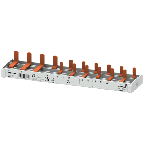 Compact pin busbar, 10 mm2, connection: 3P/N (RCCB N right) 1x RCCB, 4-pole
