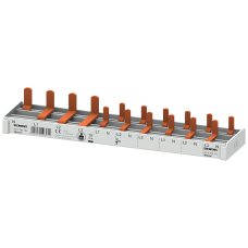 Compact pin busbar, 10 mm2, connection: 3P/N (RCCB N left) 1x RCCB, 4-pole