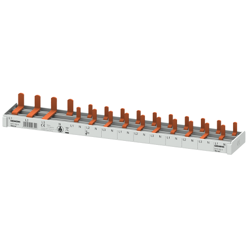Compact pin busbar, 10 mm2, connection: 3P/N (RCCB N right) 1x RCCB, 4-pole