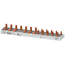 Compact pin busbar, 10 mm2, connection: 3P/N (RCCB N right) 1x RCCB 4-pole + 1x MCB