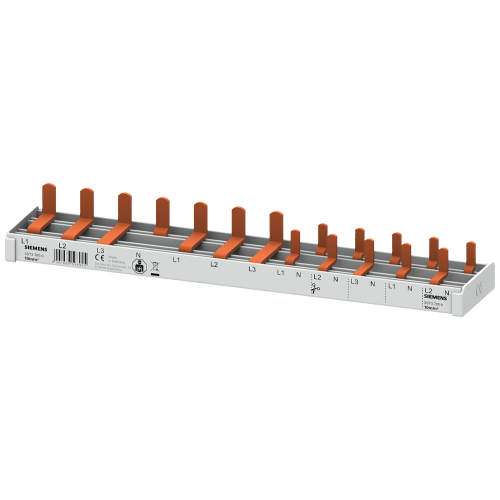 Compact pin busbar, 10 mm2, connection: 3P/N (RCCB N right) 1x RCCB 4-pole + 1x MCB