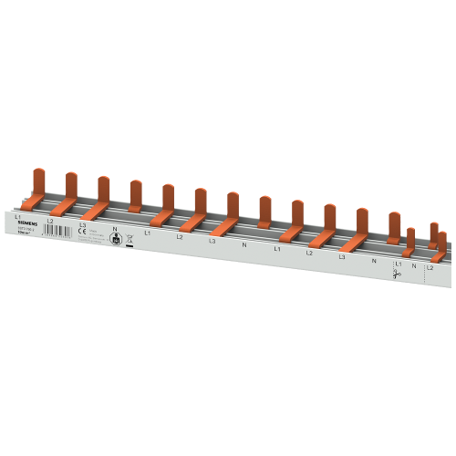Compact pin busbar, 10 mm2, connection: 3P/N (RCCB N right) 1x RCCB 4-pole + 2x MCB