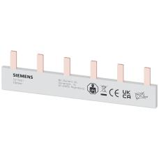 Pin busbar, 10 mm&sup2; connection: 6 x 1-phase safe to touch