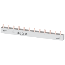 Pin busbar touch-safe, 16 mm2 3-phase, 214 mm long can be cut, with end caps