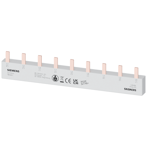 Pin busbar, 16 mm&sup2; connection: 3 x 3-phase safe to touch