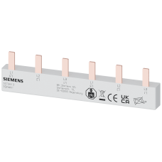 Pin busbar, 10 mm&sup2; connection: 2 x 3-phase safe to touch
