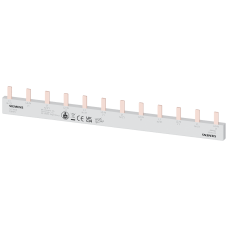 Pin busbar, 10 mm&sup2; connection: 6 x 2-phase safe to touch