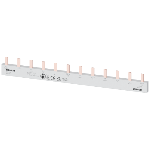 Pin busbar, 10 mm&sup2; connection: 6 x 2-phase safe to touch