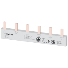 Pin busbar, 10 mm&sup2; connection: 3 x 2-phase safe to touch