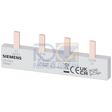 Pin busbar, 10 mm&sup2; connection: 2 x 2-phase safe to touch