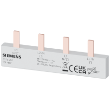 Pin busbar, 10 mm&sup2; connection: 2 x 2-phase safe to touch