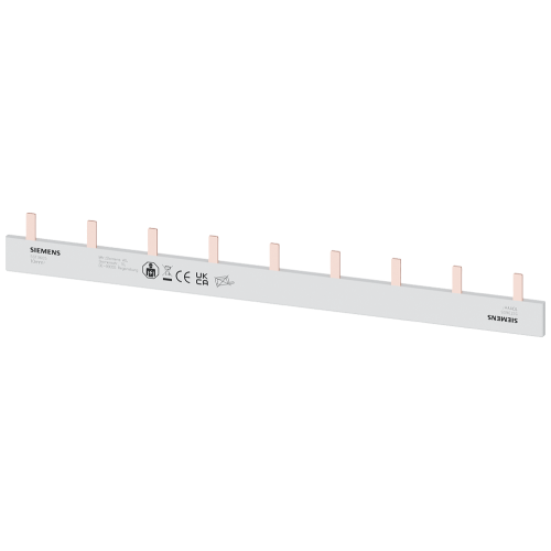 Pin busbar, 10 mm&sup2; connection: 9 x (1-phase+AS/FC) safe to touch