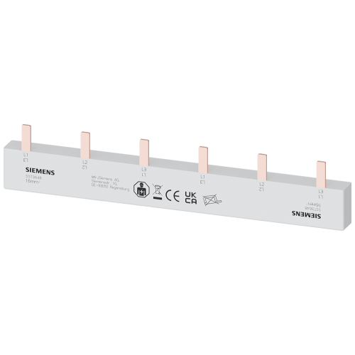 Pin busbar, 16 mm&sup2; connection: 2 x (3 x (1 x phase+AS/FC)) safe to touch