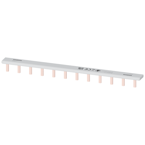 Pin busbar touch-safe, 16 mm2 1-phase, 214 mm long can be cut, with end caps