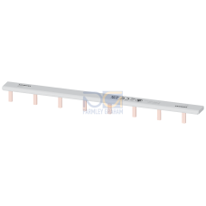 Pin busbar touch-safe, 16 mm2 1-phase+AUX 214 mm long can be cut, with end caps