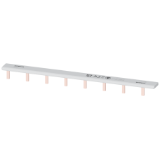 Pin busbar touch-safe, 16 mm2 1-phase+AUX 214 mm long can be cut, with end caps