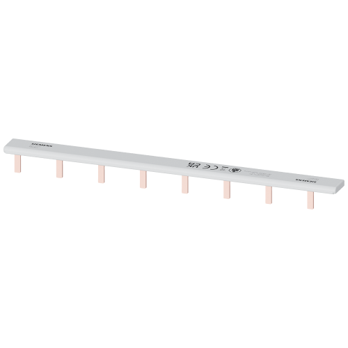 Pin busbar touch-safe, 16 mm2 1-phase+AUX 214 mm long can be cut, with end caps