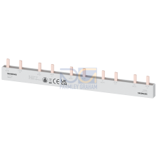 Pin busbar touch-safe, 16 mm2 2-phase+AUX, 214 mm long can be cut, with end caps