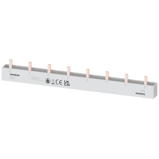 Pin busbar touch-safe, 16 mm2 3x 1-phase+AUX, 214 mm long can be cut, with end caps