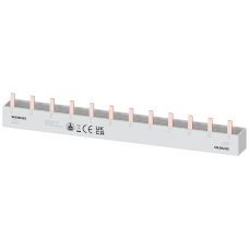 Pin busbar touch-safe, 16 mm2 4-phase, 214 mm long can be cut, with end caps