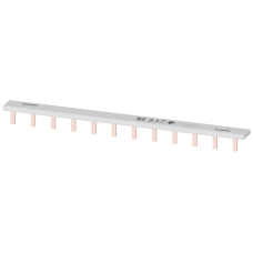 Pin busbar touch-safe, 10 mm2 1-phase, 214 mm long can be cut, with end caps